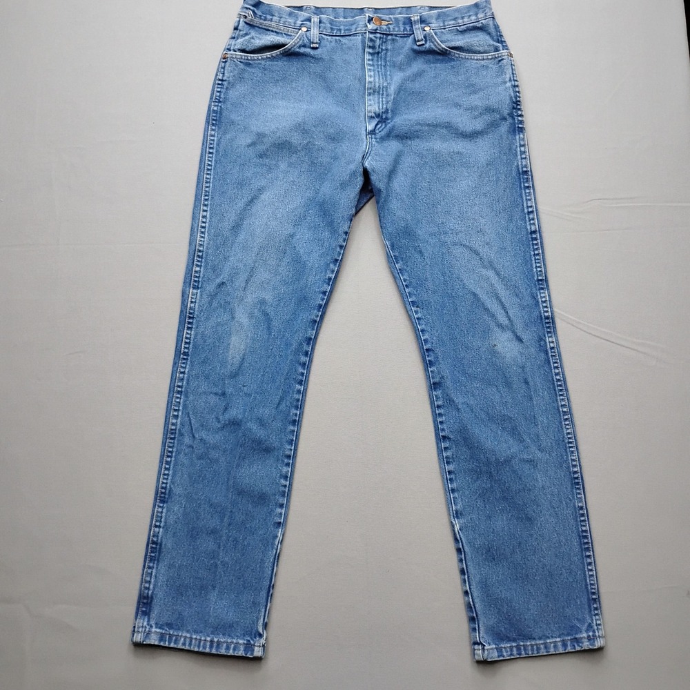 Wrangler Cowboy Cut Jeans Mens 36x34 Medium Wash Blue Straight Leg Denim Pants